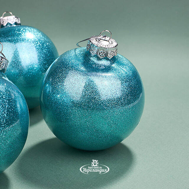 Елочные ПЭТ шары Albertine - Azure Deal 10 см, 4 шт, пластик Winter Deco