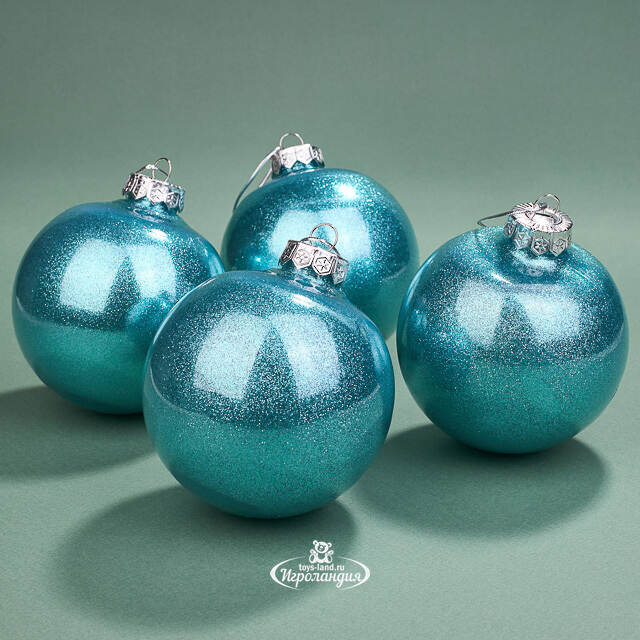 Елочные ПЭТ шары Albertine - Azure Deal 10 см, 4 шт, пластик Winter Deco