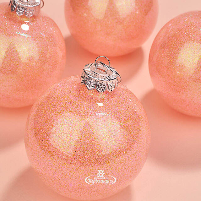 Елочные ПЭТ шары Albertine - Sugar Peach 10 см, 4 шт, пластик Winter Deco