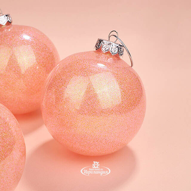 Елочные ПЭТ шары Albertine - Sugar Peach 10 см, 4 шт, пластик Winter Deco