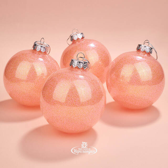 Елочные ПЭТ шары Albertine - Sugar Peach 10 см, 4 шт, пластик Winter Deco