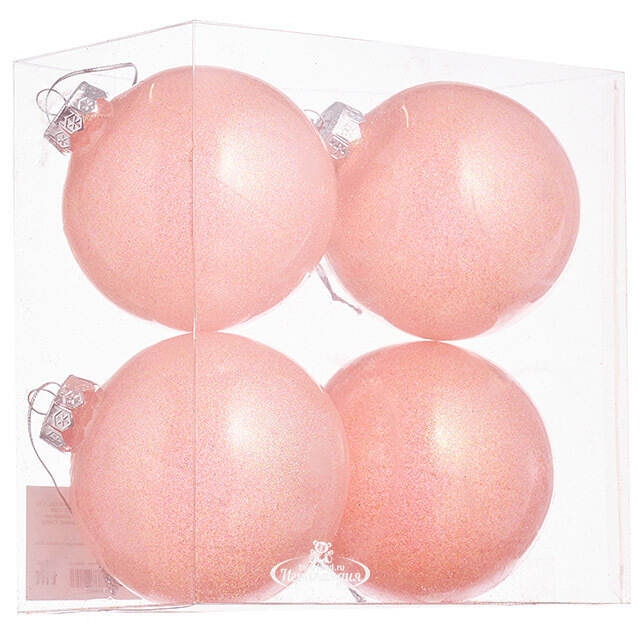 Елочные ПЭТ шары Albertine - Sugar Peach 10 см, 4 шт, пластик Winter Deco