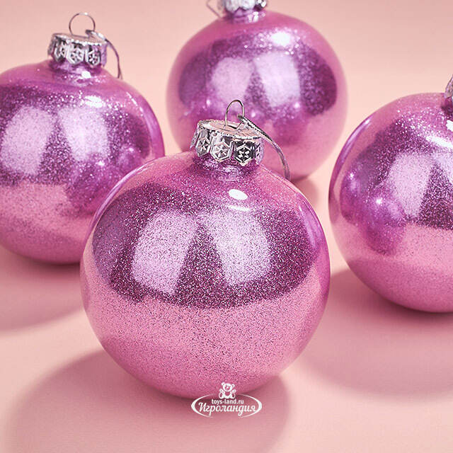 Елочные ПЭТ шары Albertine - Orchid Shine 10 см, 4 шт, пластик Winter Deco