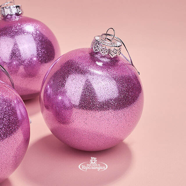 Елочные ПЭТ шары Albertine - Orchid Shine 10 см, 4 шт, пластик Winter Deco
