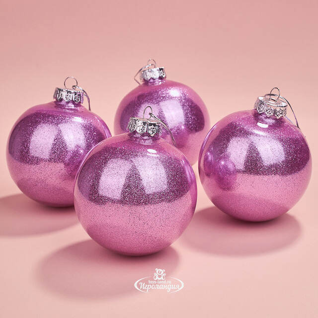 Елочные ПЭТ шары Albertine - Orchid Shine 10 см, 4 шт, пластик Winter Deco
