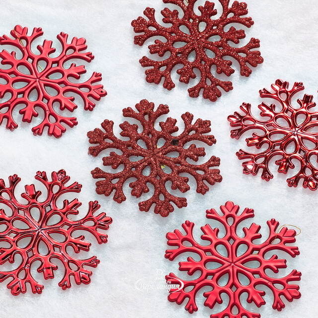 Елочная игрушка Снежинка Flanessa 11 см красная, 6 шт Winter Deco