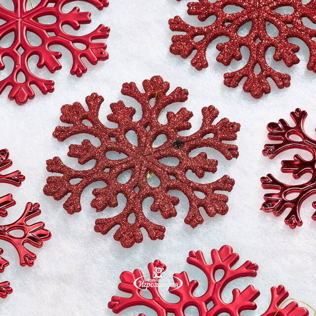 Елочная игрушка Снежинка Flanessa 11 см красная, 6 шт Winter Deco