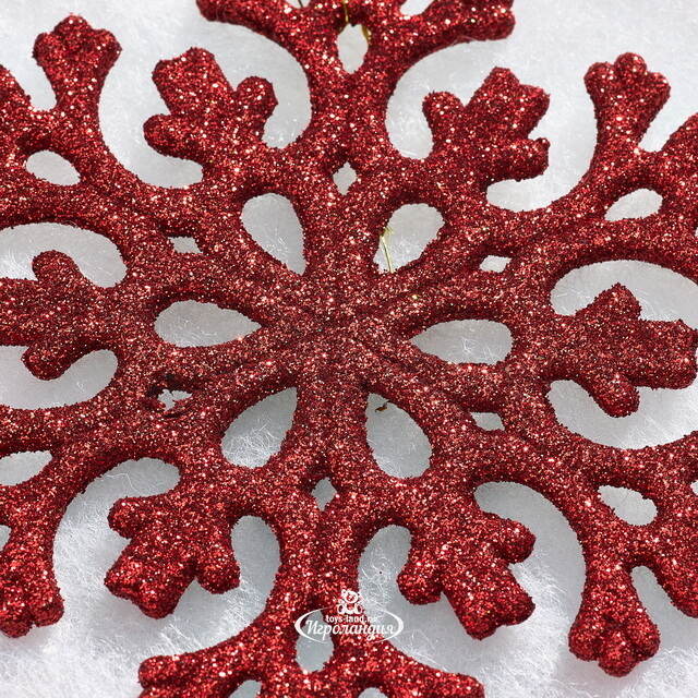 Елочная игрушка Снежинка Flanessa 11 см красная, 6 шт Winter Deco