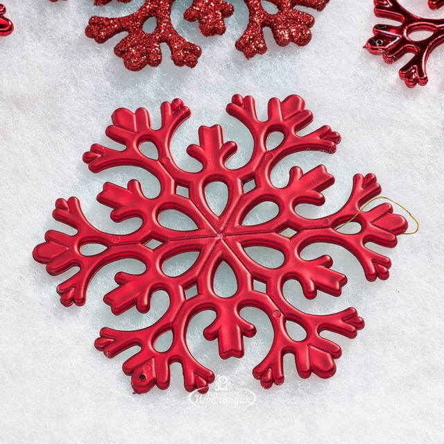 Елочная игрушка Снежинка Flanessa 11 см красная, 6 шт Winter Deco