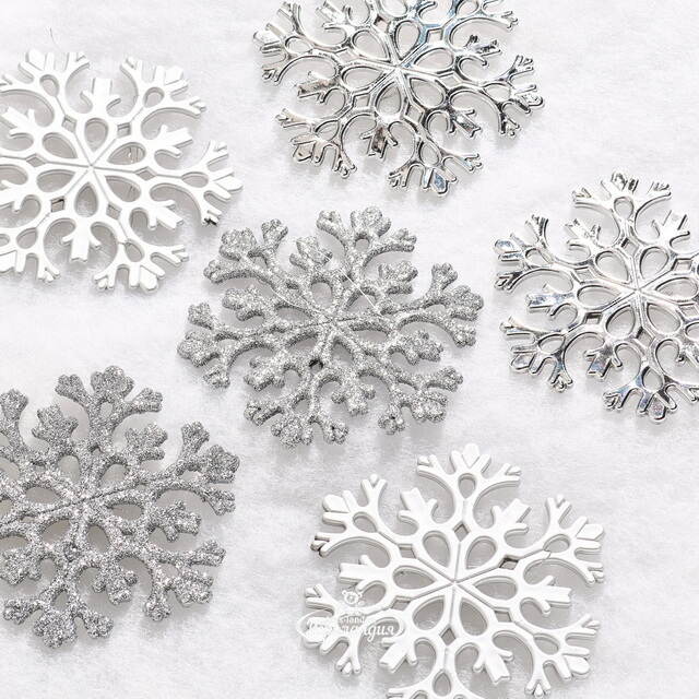 Елочная игрушка Снежинка Flanessa 11 см серебряная, 6 шт Winter Deco