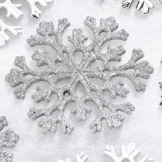Елочная игрушка Снежинка Flanessa 11 см серебряная, 6 шт Winter Deco