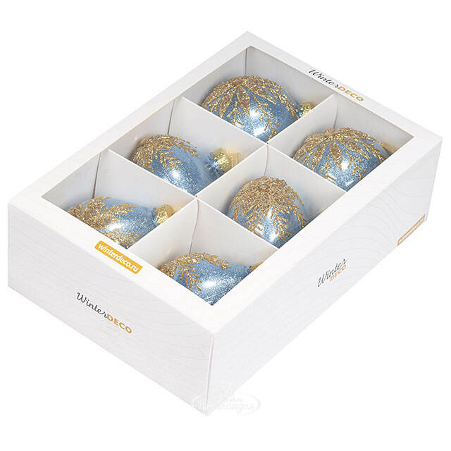 Елочные ПЭТ шары Eterna: Zaffre Snowlace 10 см, 6 шт Winter Deco