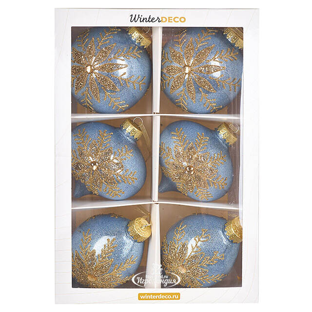 Елочные ПЭТ шары Eterna: Zaffre Snowlace 10 см, 6 шт Winter Deco