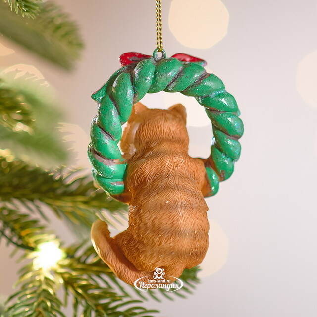 Елочная игрушка Кот Джерри на венке 9 см Winter Deco