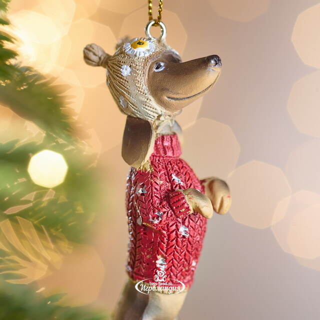 Елочная игрушка Такса Ларри 10 см Winter Deco