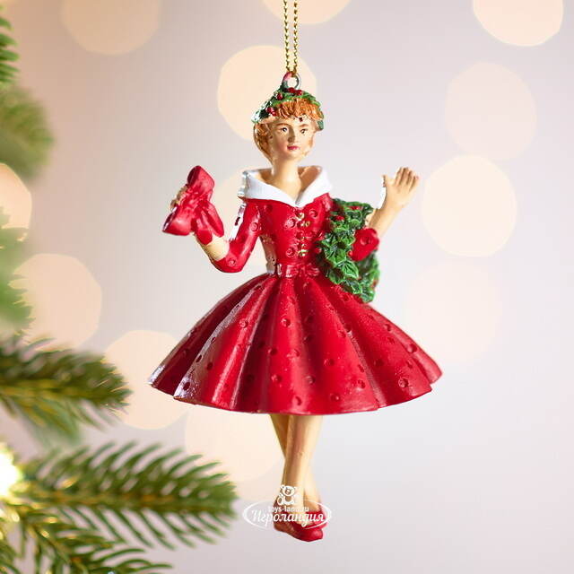 Елочная игрушка Девушка Бренда в красном платье 10 см Winter Deco