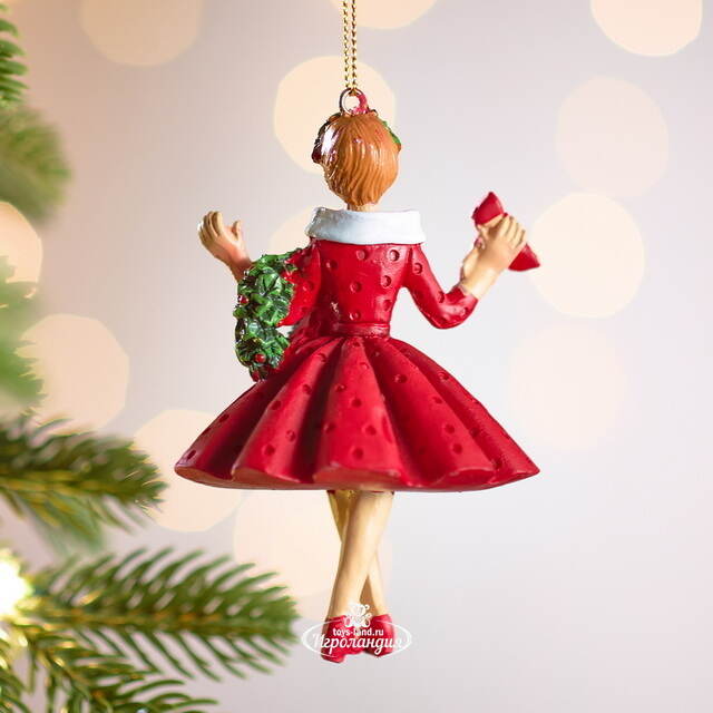 Елочная игрушка Девушка Бренда в красном платье 10 см Winter Deco