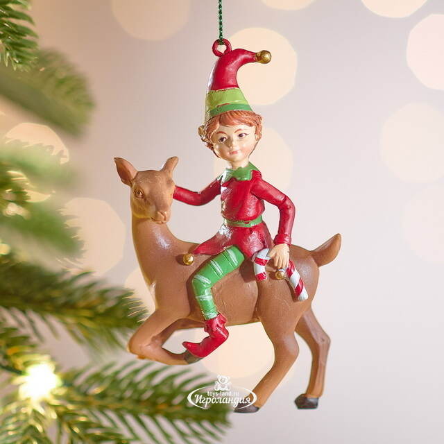 Елочная игрушка Эльф Мерфи на олене - Barad Nimras 11 см Winter Deco