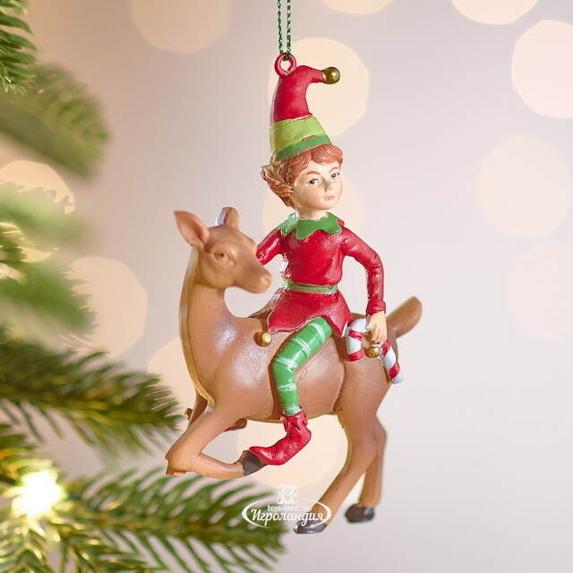 Елочная игрушка Эльф Мерфи на олене - Barad Nimras 11 см Winter Deco