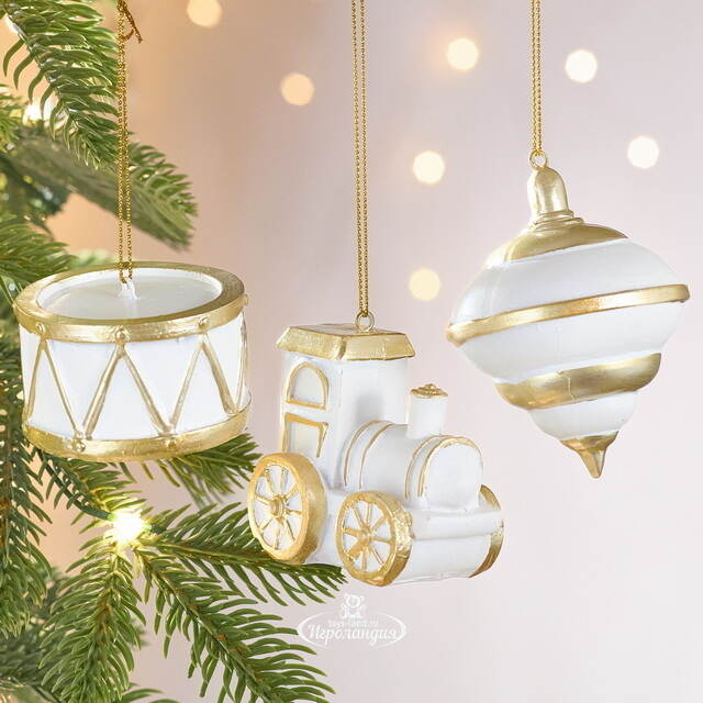 Набор елочных игрушек Детство - Childrens World 6-9 см белый, 3 шт Winter Deco
