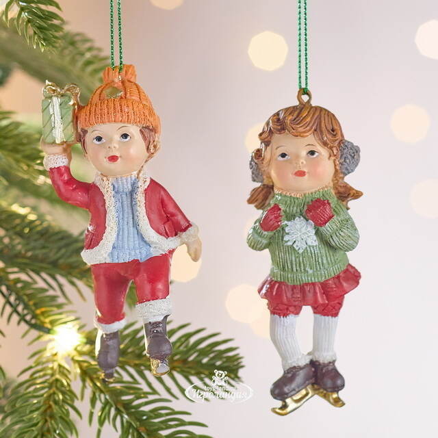 Набор елочных игрушек Берти и Блэйк на коньках 10 см, 2 шт Winter Deco