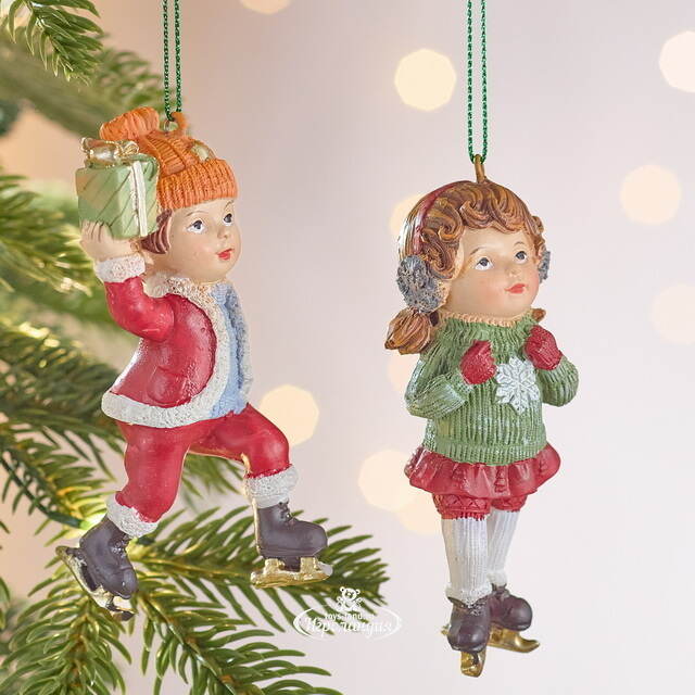 Набор елочных игрушек Берти и Блэйк на коньках 10 см, 2 шт Winter Deco