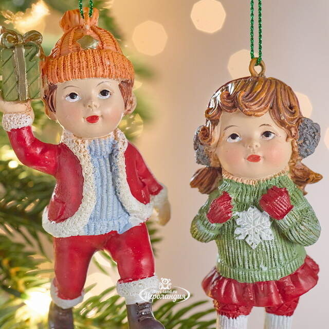 Набор елочных игрушек Берти и Блэйк на коньках 10 см, 2 шт Winter Deco
