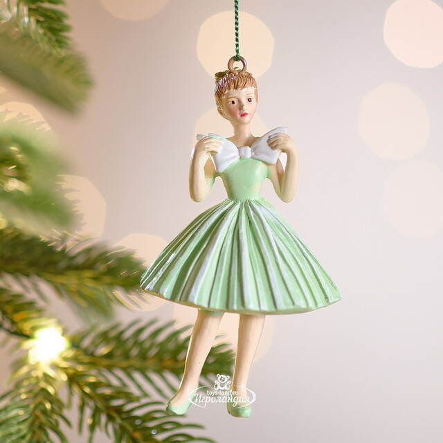 Елочная игрушка Девушка Розелла в зеленом платье 10 см Winter Deco
