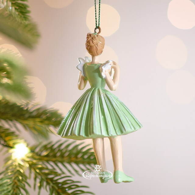 Елочная игрушка Девушка Розелла в зеленом платье 10 см Winter Deco