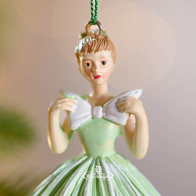 Елочная игрушка Девушка Розелла в зеленом платье 10 см Winter Deco