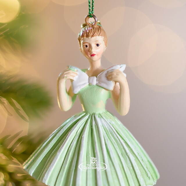 Елочная игрушка Девушка Розелла в зеленом платье 10 см Winter Deco