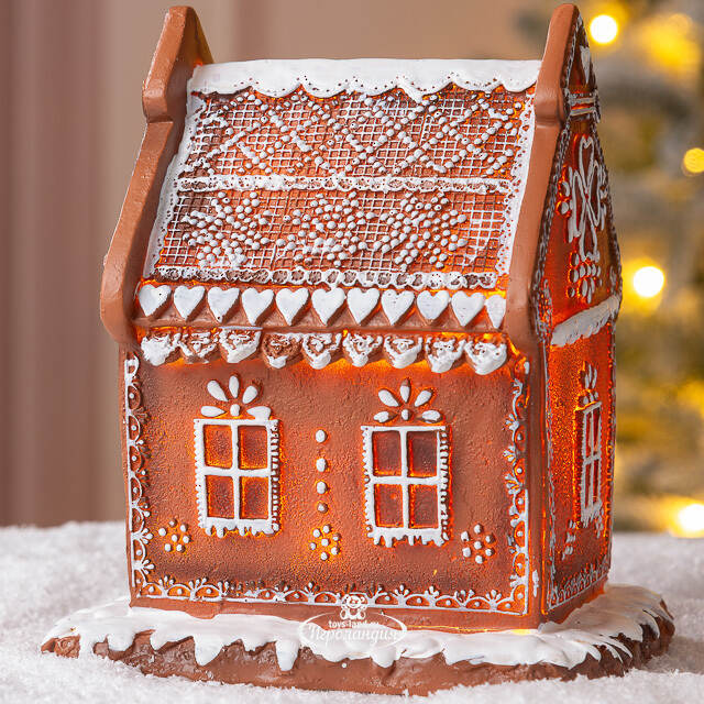 Пряничный Домик с подсветкой Ginger Wonders 17 см Winter Deco