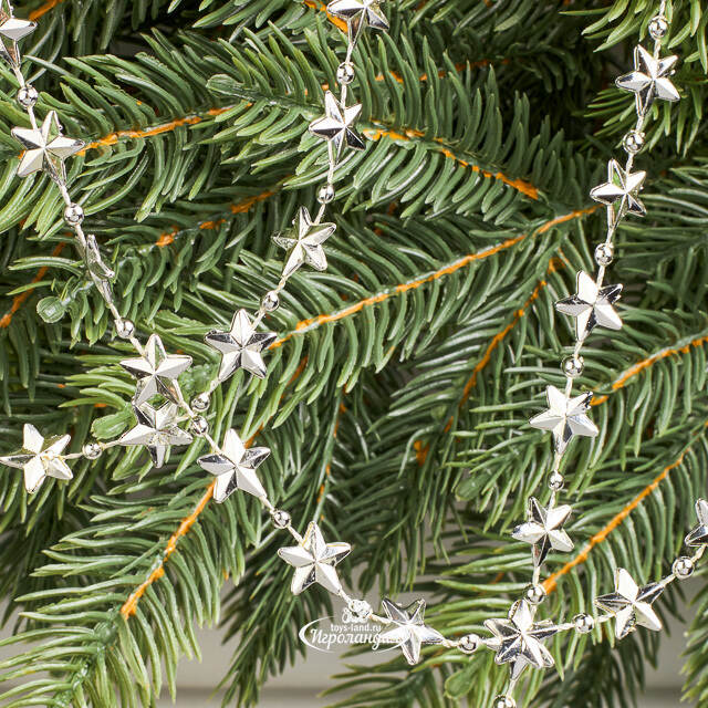 Бусы на елку Звезды 270 см серебряные, пластиковые  Winter Deco
