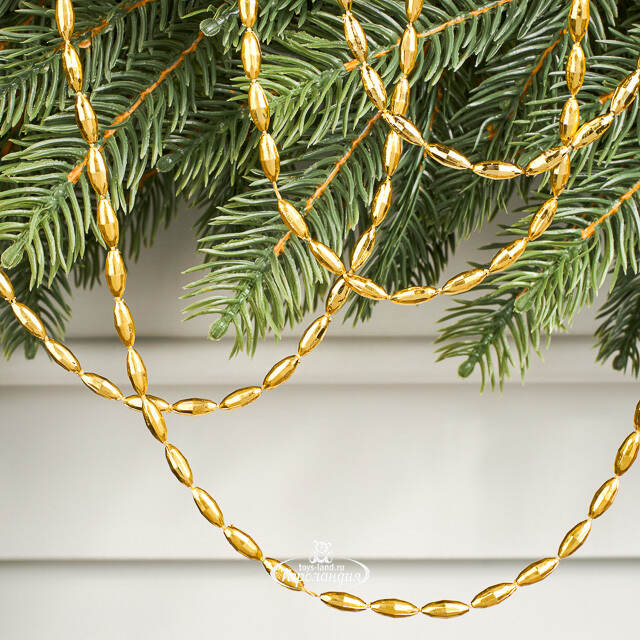 Бусы на елку Radiance 270 см золотые, пластиковые Winter Deco