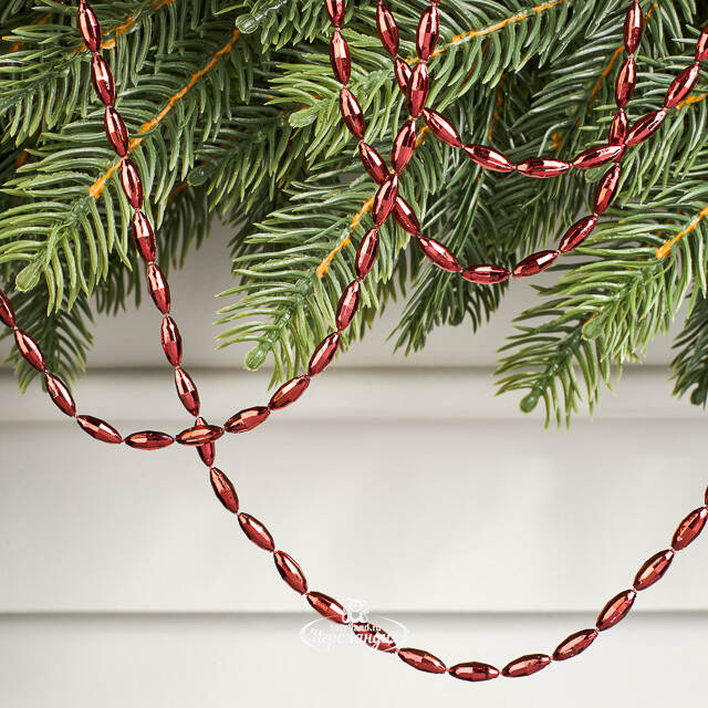 Бусы на елку Radiance 270 см гранатовые, пластиковые Winter Deco