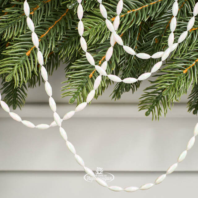 Бусы на елку Radiance 270 см белые, пластиковые Winter Deco