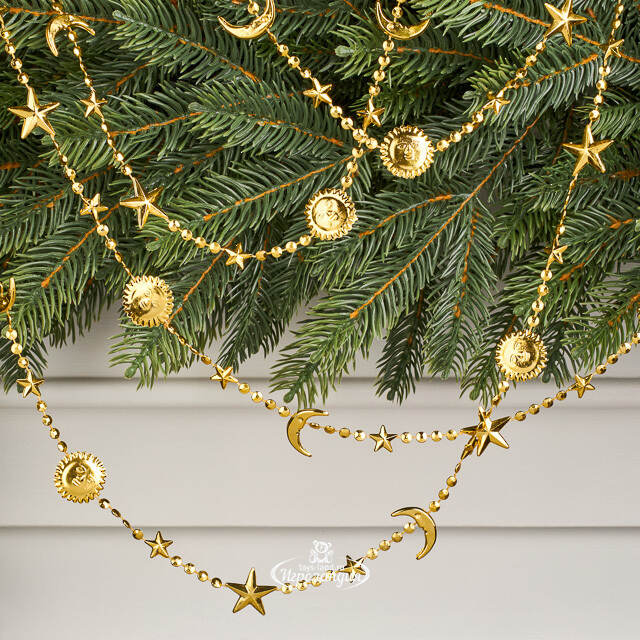 Бусы на елку Vintage - Sun and Moon 270 см золотые, пластиковые  Winter Deco