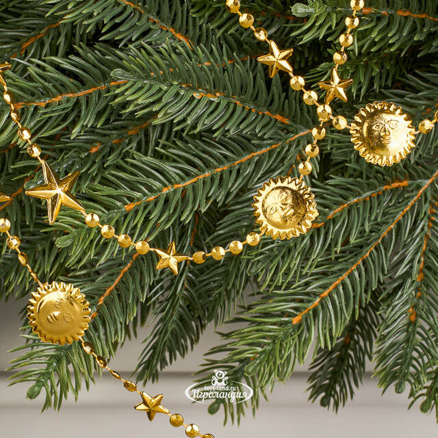 Бусы на елку Vintage - Sun and Moon 270 см золотые, пластиковые  Winter Deco