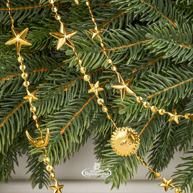 Бусы на елку Vintage - Sun and Moon 270 см золотые, пластиковые  Winter Deco
