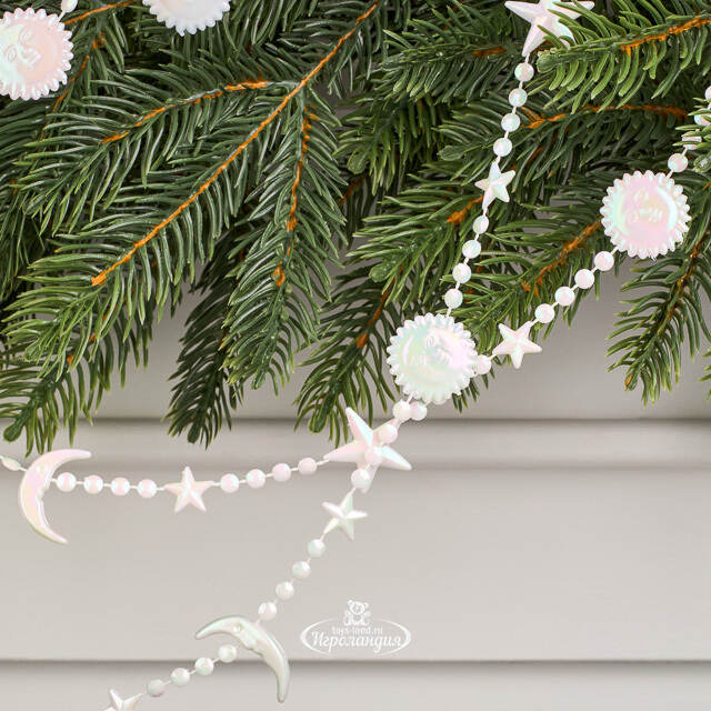Бусы на елку Vintage - Sun and Moon 270 см белые, пластиковые  Winter Deco