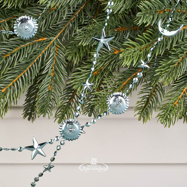 Бусы на елку Vintage - Sun and Moon 270 см голубые, пластиковые  Winter Deco