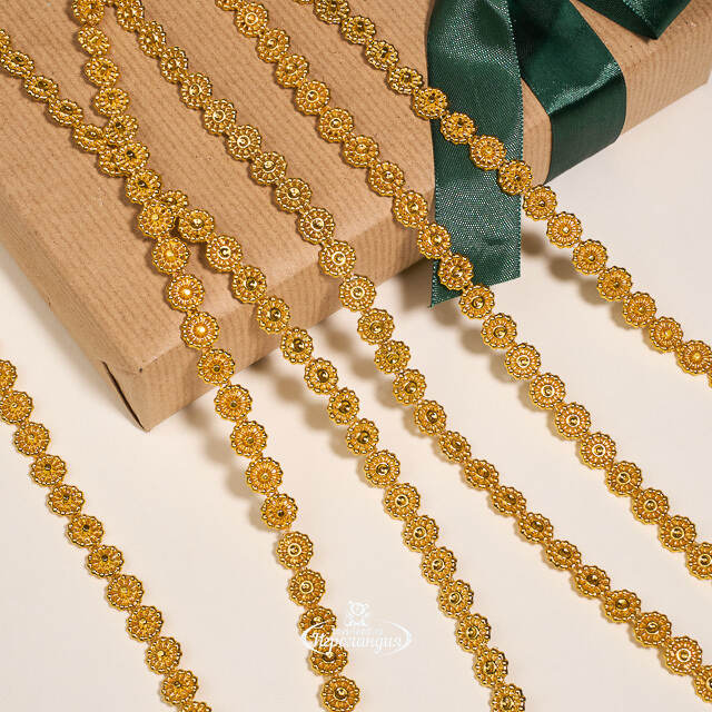 Бусы на елку Vintage Lace - Gold 270 см, пластиковые Winter Deco