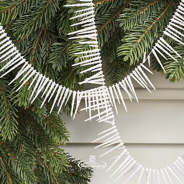 Бусы на елку Vintage Fringe - White 270 см, пластиковые Winter Deco