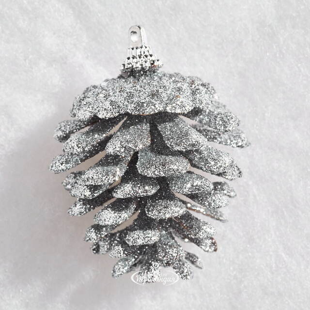 Елочные игрушки Шишки Фурбо 6 см серебряные, 4 шт, пластик Winter Deco