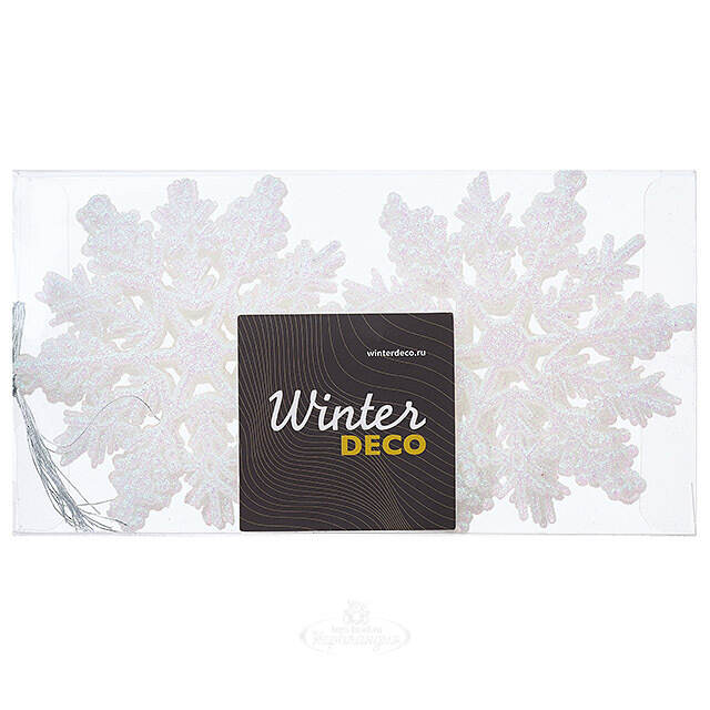 Елочная игрушка Снежинка Symphony 10 см перламутрово-белая, 12 шт Winter Deco