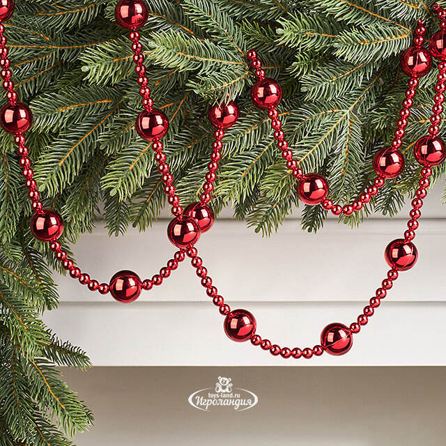 Бусы на елку Alverston - Red 160 см, пластик Winter Deco