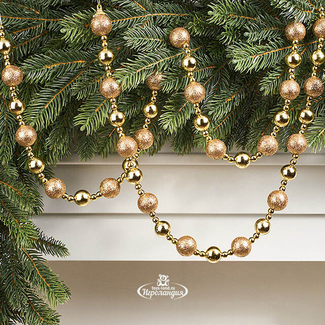 Бусы на елку Barnettby - Gold 2-2.5 см, 160 см, пластик Winter Deco