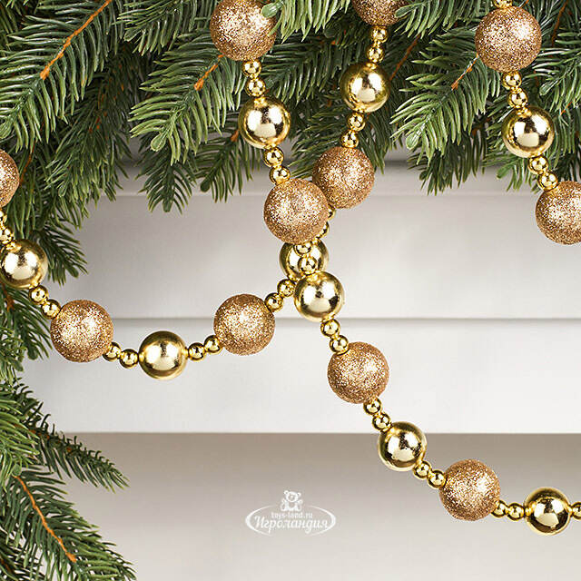 Бусы на елку Barnettby - Gold 2-2.5 см, 160 см, пластик Winter Deco