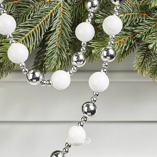 Бусы на елку Barnettby - White 2-2.5 см, 160 см, пластик Winter Deco