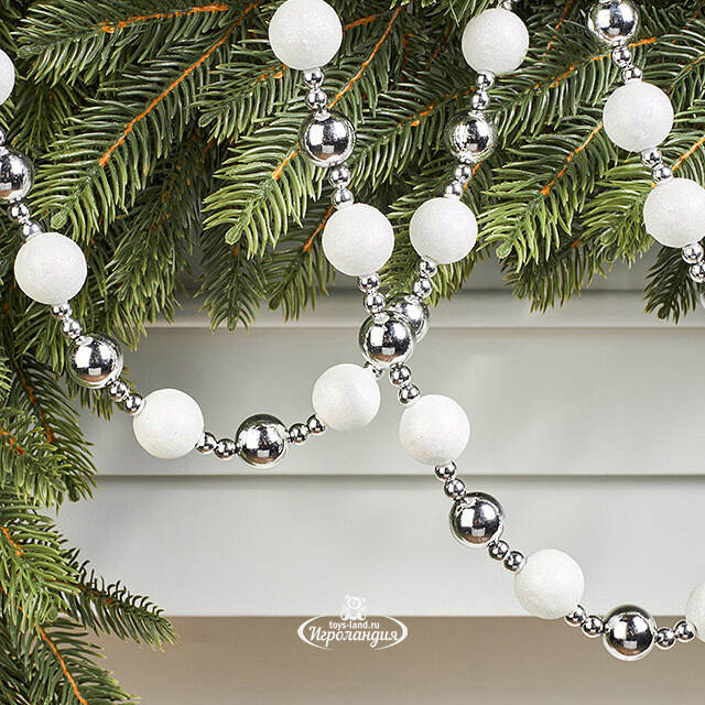 Бусы на елку Barnettby - White 2-2.5 см, 160 см, пластик Winter Deco